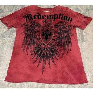 Raw State Premium T Shirt Short Sleeve Red W Velvet Redemption  Mens Sz Small